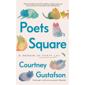 Book cover of 'Poets Square' by Courtney Gustafson with illustrations of cats.