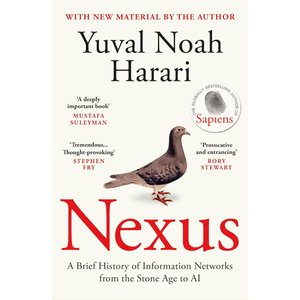 Book cover of 'Nexus' by Yuval Noah Harari with a dove illustration on a white background