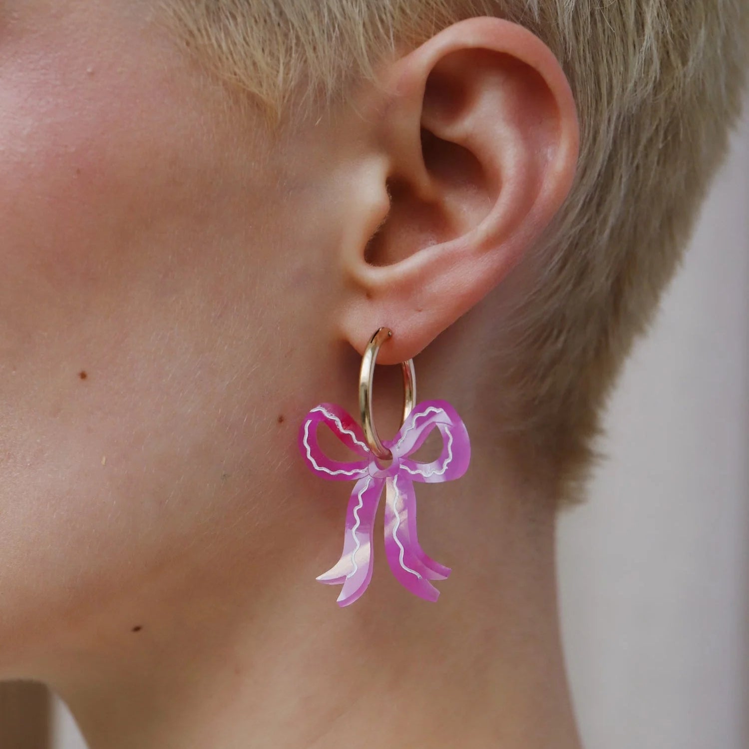 Pink Bow Hoops lifestyle shot

