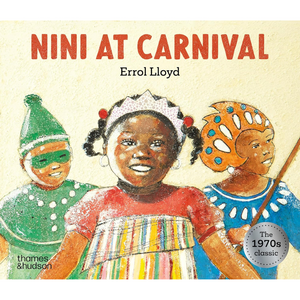 Book cover of 'Nini at Carnival' by Errol Lloyd with illustrations of children in colorful costumes.