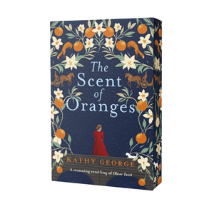 Book cover of 'The Scent of Oranges' by Kathy George with floral and orange design.