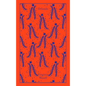 Book cover of 'Orlando' by Virginia Woolf with a red background and blue text.