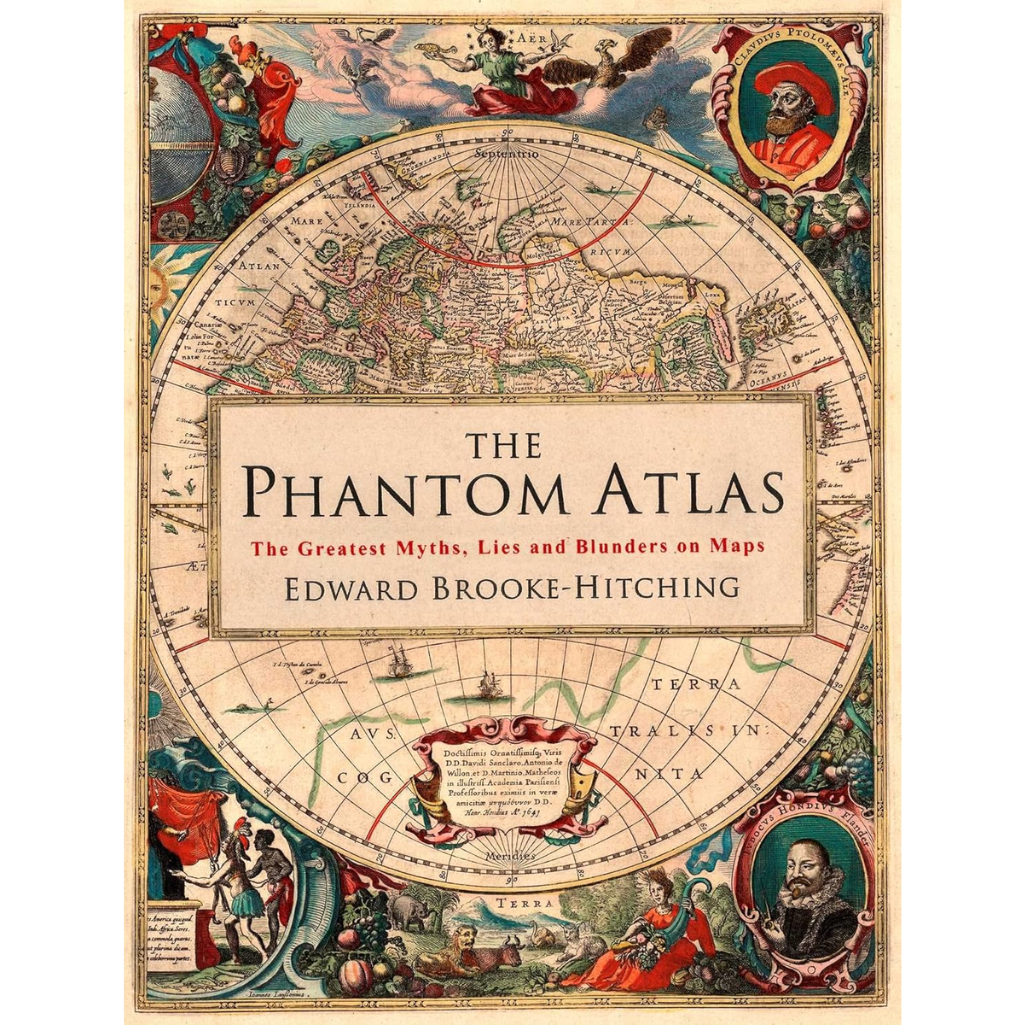Book cover of 'The Phantom Atlas' with decorative map design