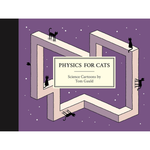 Book cover of 'Physics for Cats' with cartoon physics concepts and cats on a purple background.