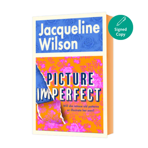 Book titled 'Picture Imperfect' by Jacqueline Wilson with a colorful cover and signed copy label.