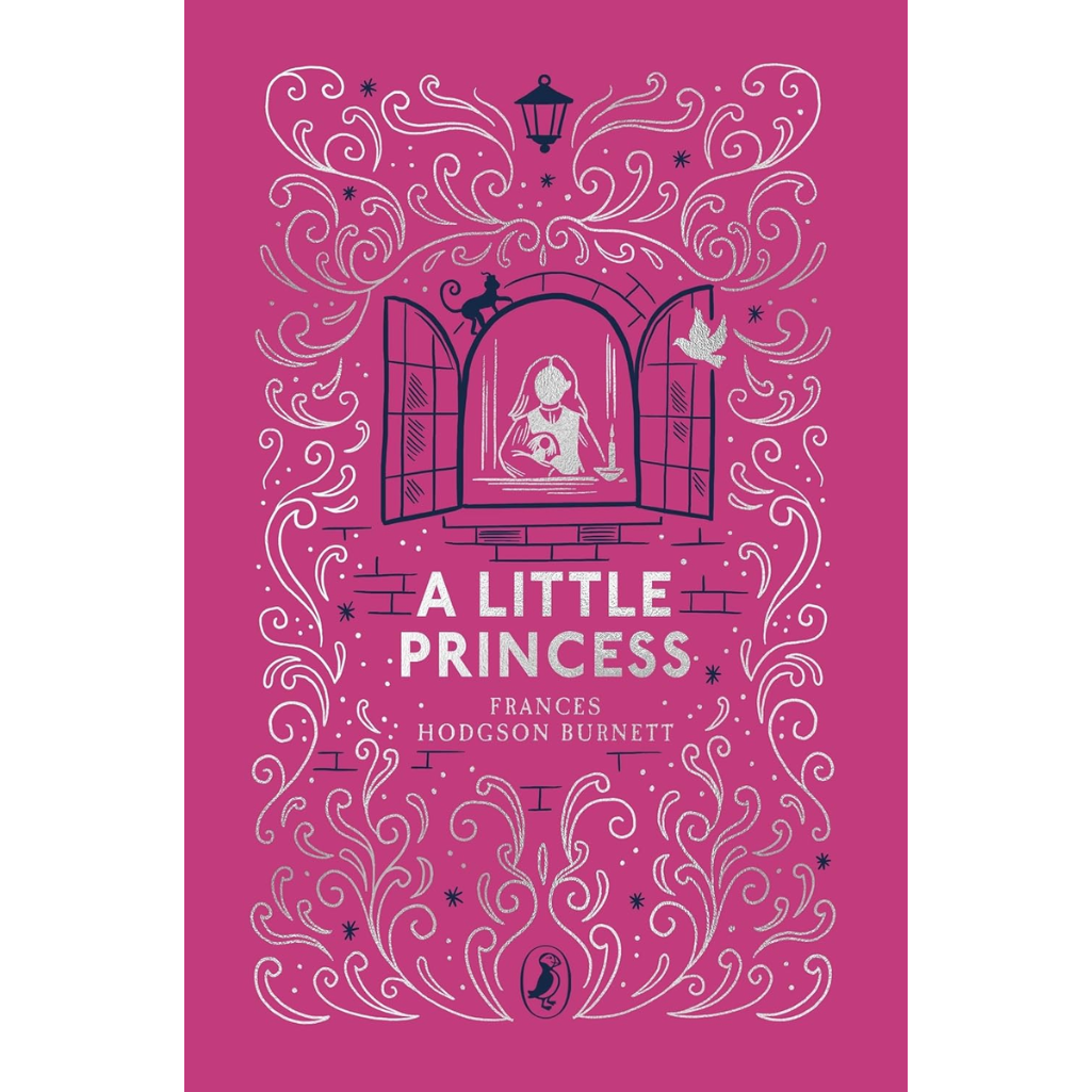 Book cover of 'A Little Princess' with decorative elements on a pink background