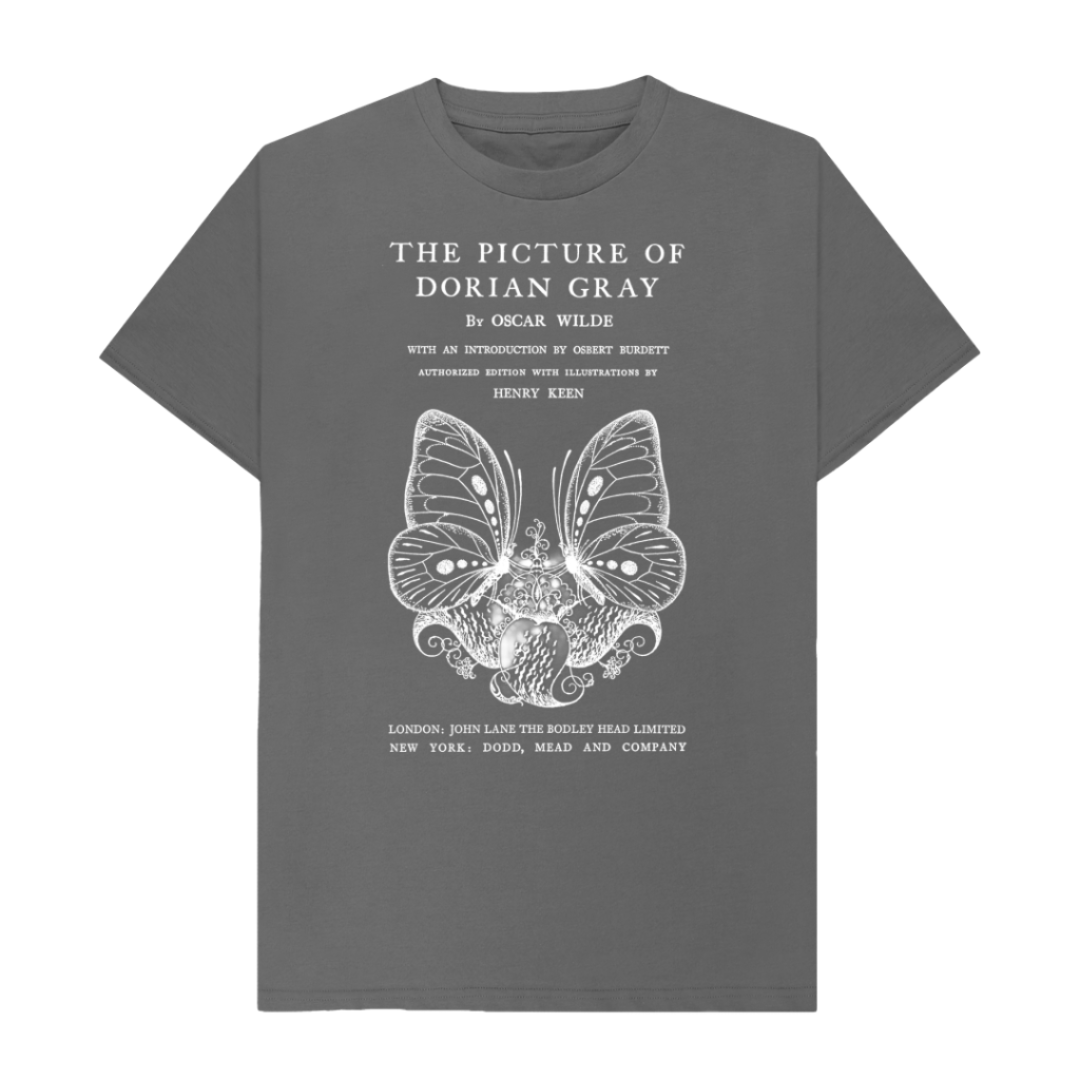 Slate Grey The Picture of Dorian Gray in white T-shirt