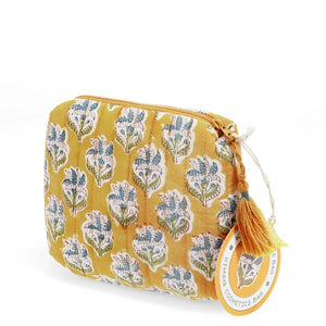 Yellow Floral Quilted Pouch