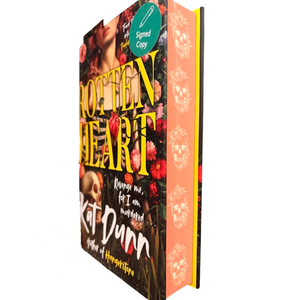 Book titled 'Rotten Heart' by Kat Dunn with a colorful cover design on a white background