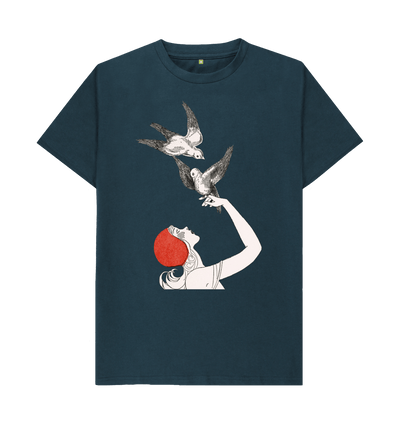 Denim Blue The Snow Queen pigeons T-shirt