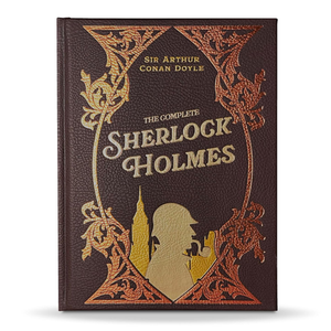 Book cover of 'The Complete Sherlock Holmes' by Sir Arthur Conan Doyle with decorative elements.