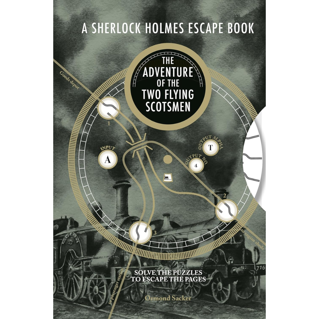 Book cover of 'The Adventure of the Two Flying Scotsmen' from 'A Sherlock Holmes Escape Book' series.
