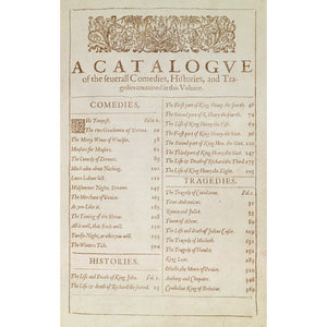 Shakespeare's First Folio Catalogue Page