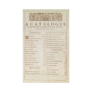 Shakespeare's First Folio Catalogue Page