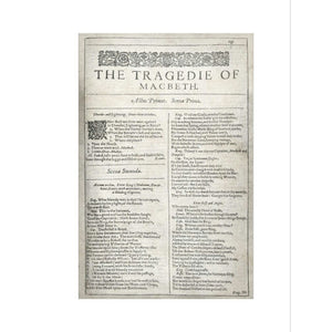 The Tragedie of Macbeth Title Page Print