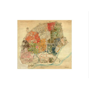 Hand-drawn map of Shahjahanabad or Old Delhi