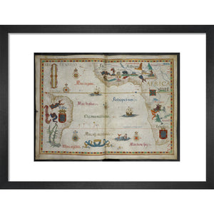 Map of the Atlantic Ocean in the Queen Mary Atlas, 1558