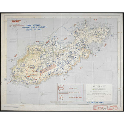 Map of Enemy Defences on Alderney Island, 1944