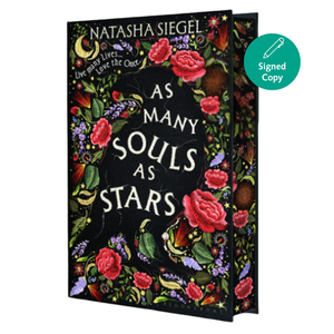 Book cover of 'As Many Souls as Stars' by Natasha Siegel with floral design and 'Signed Copy' label.
