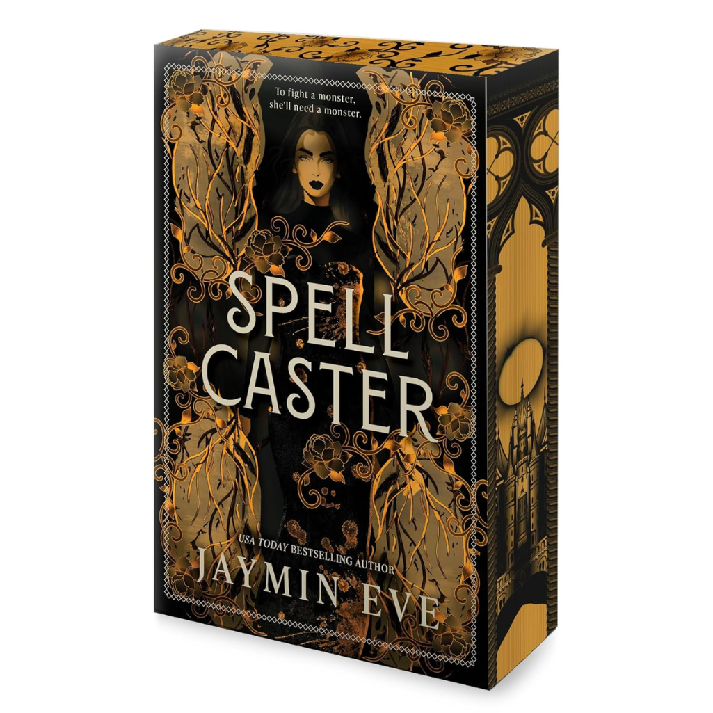 Book box for 'Spell Caster' by Jaymin Eve with gothic design elements.