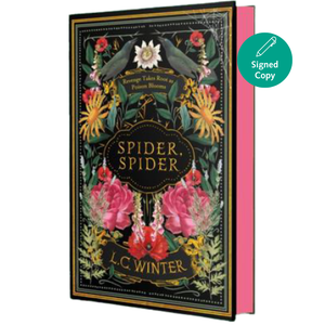 Book titled 'Spider, Spider' by L.C. Winter with floral design on the cover