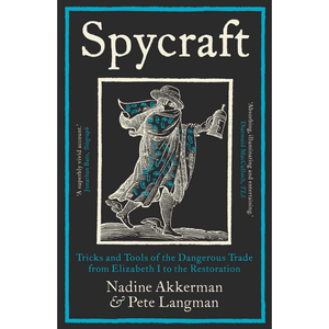 Book cover of 'Spycraft' with a black and white illustration of a spy.