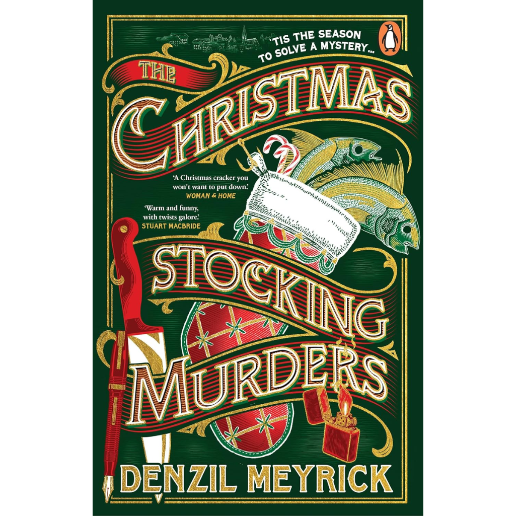 Book cover of 'The Christmas Stocking Murders' by Denzil Meyrick with festive design elements.