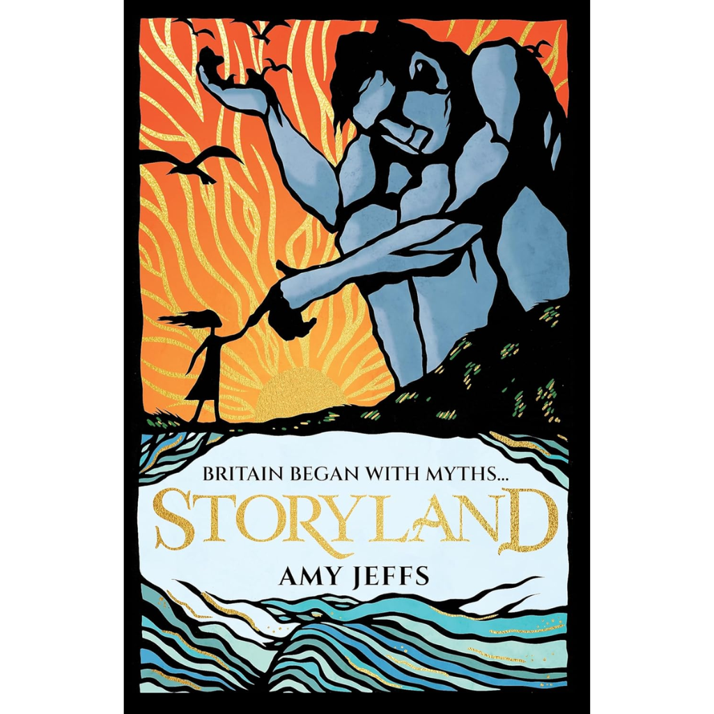 Book cover of 'Storyland' by Amy Jeffs with a mythological design.