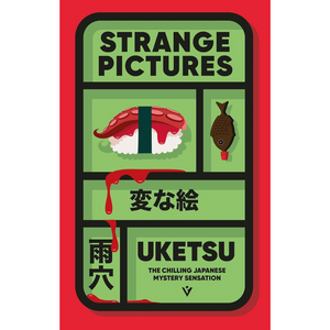 Book cover of 'Strange Pictures' by Uketsu with graphic design elements on a red background