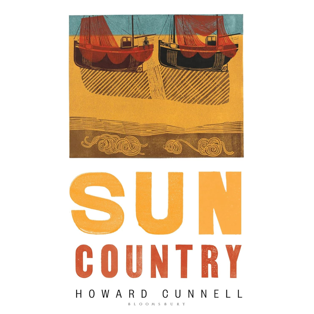 Book cover of 'Sun Country' by Howard Cunnell with illustration of boats on a yellow background