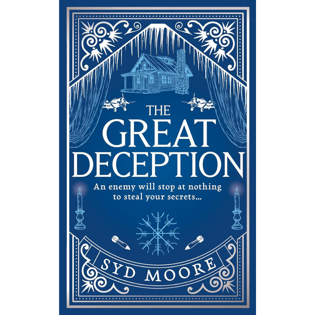 Book cover of 'The Great Deception' by Syd Moore with decorative elements on a blue background