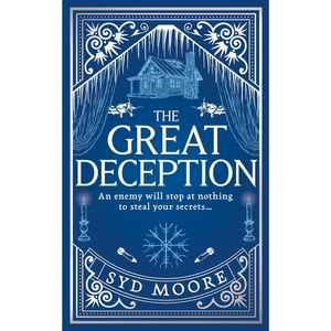 Book cover of 'The Great Deception' by Syd Moore with decorative elements on a blue background