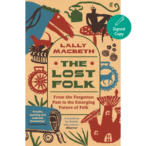 Book cover of 'The Lost Folk' by Lally Macbeth with decorative elements and a 'Signed Copy' label.