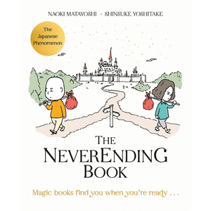 Book cover of 'The NeverEnding Book' with two characters walking towards a castle.