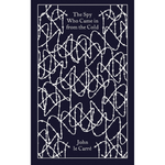 Book cover of 'The Spy Who Came in from the Cold' by John le Carré with white barbed wire design on a dark blue background.