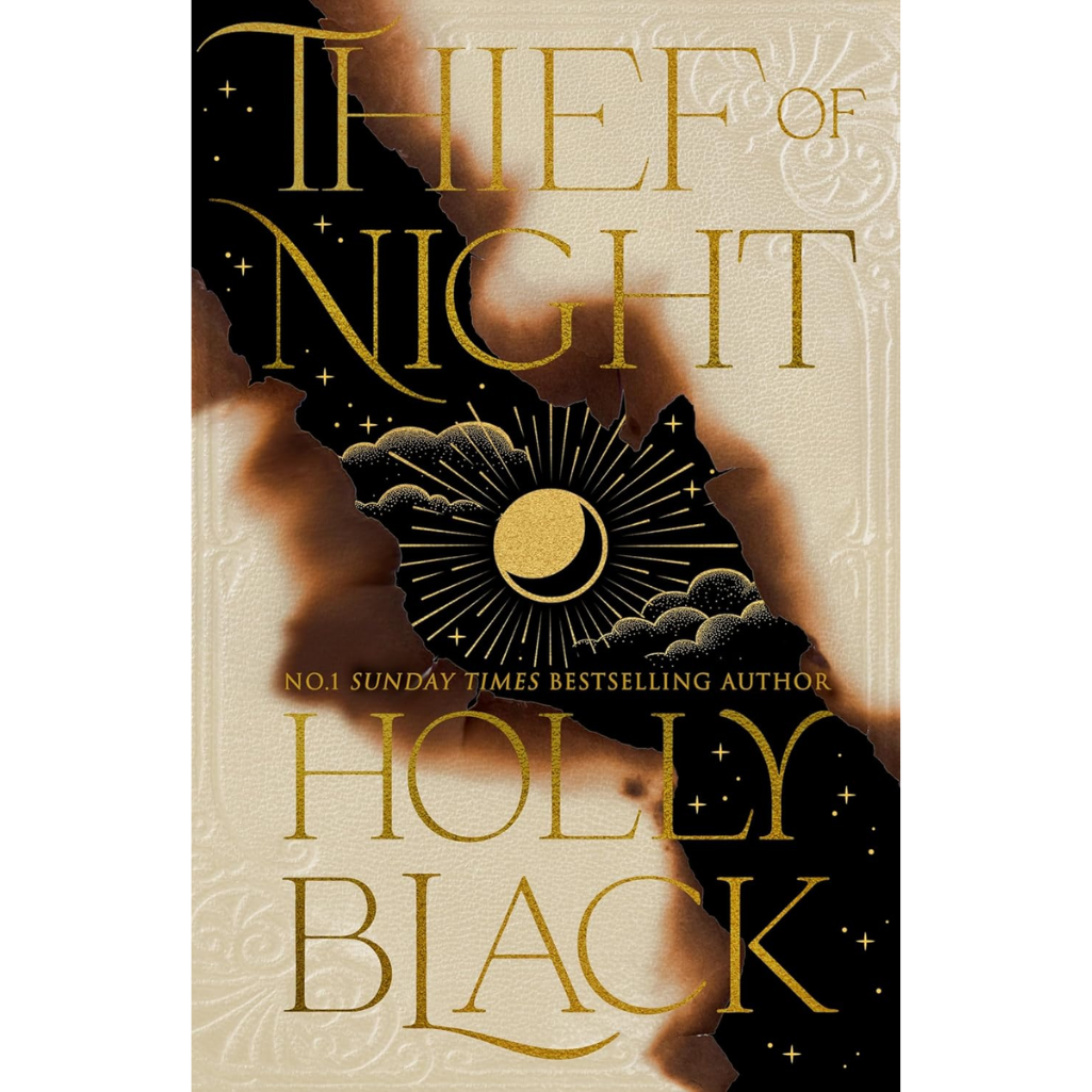 Book cover of 'Thief of Night' by Holly Black with gold text and a silhouette design.