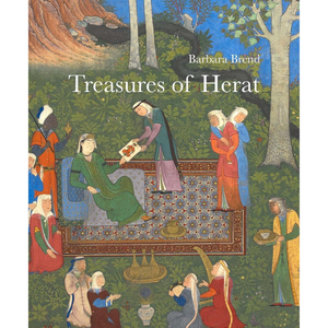 Book cover of 'Treasures of Herat' with a colorful illustration of people around a central figure.