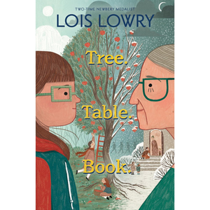 Book cover of 'Tree. Table. Book.' by Lois Lowry with two children and a tree illustration.