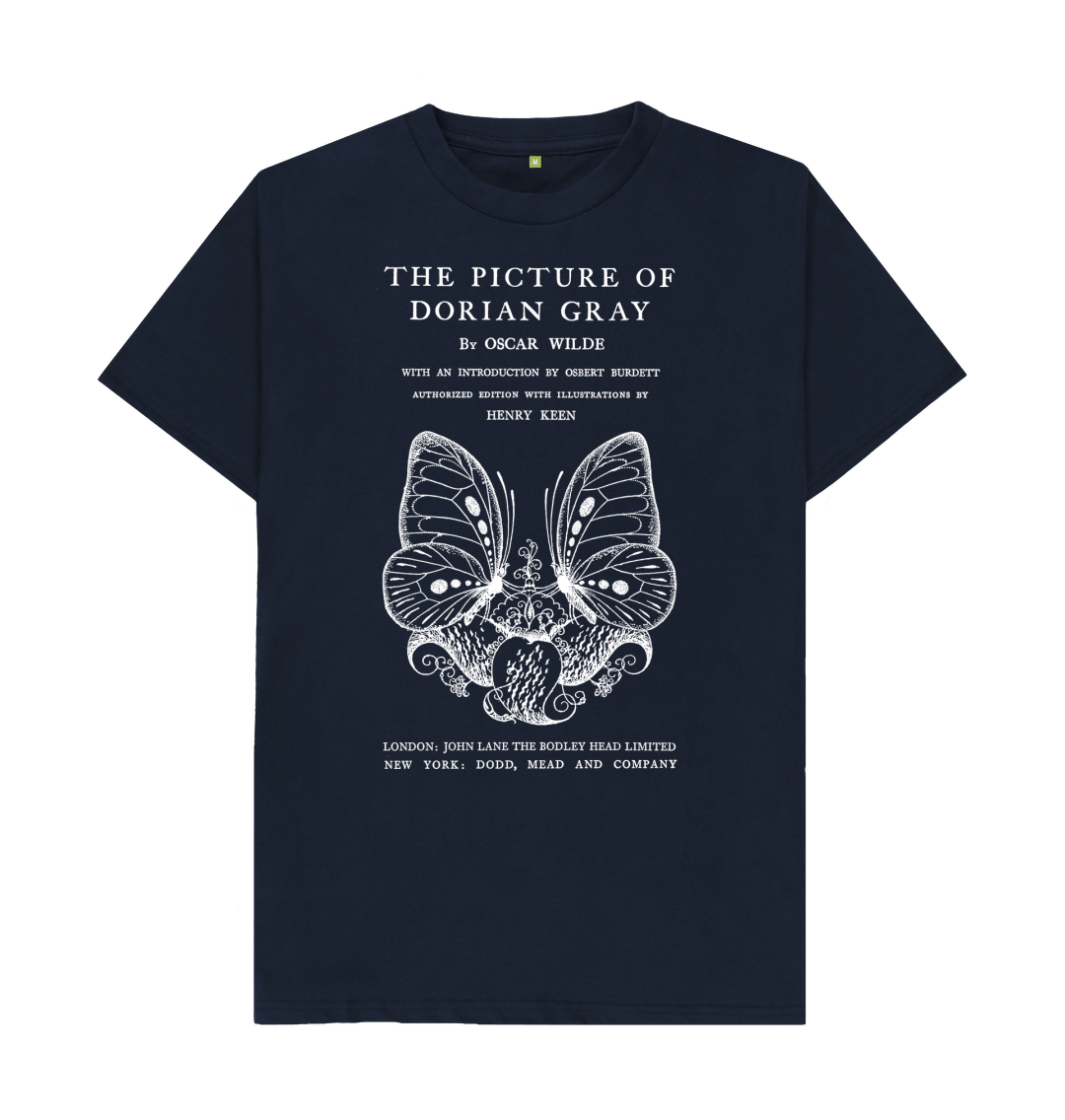 Navy Blue The Picture of Dorian Gray in white T-shirt