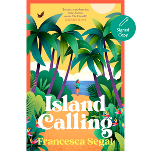 Book cover of 'Island Calling' with palm trees and a beach scene.