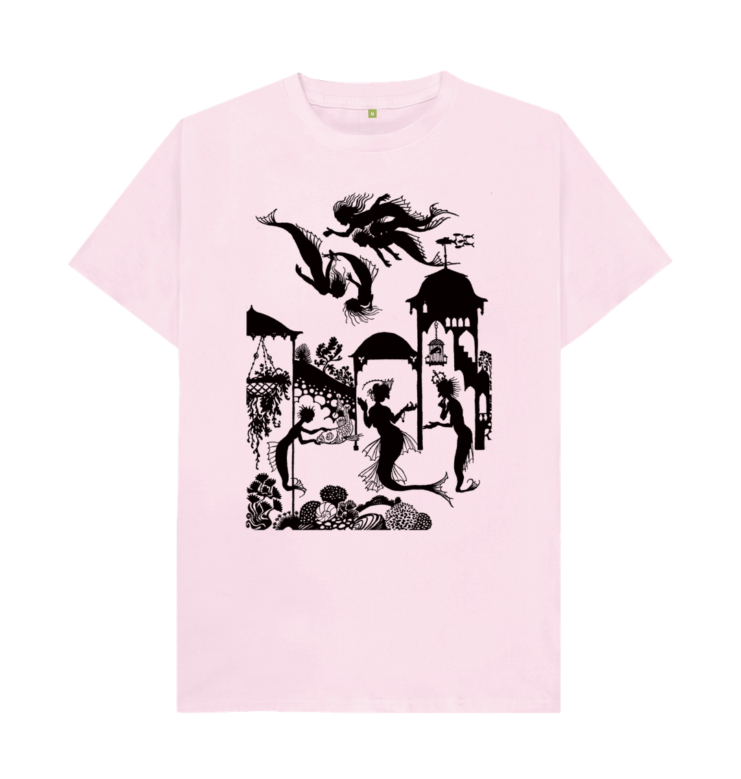 Pink Little Mermaid in black T-shirt
