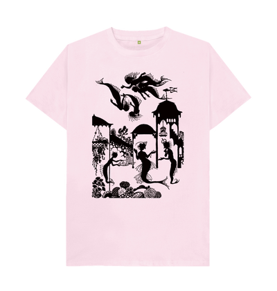 Pink Little Mermaid in black T-shirt