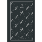 Book cover of 'War and Peace' by Leo Tolstoy with comet pattern on a dark background