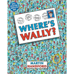 Book cover of 'Where's Wally?' with a pattern of characters and Martin Handford's name.