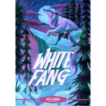 Book cover of 'White Fang' with a wolf on a cliff at night.
