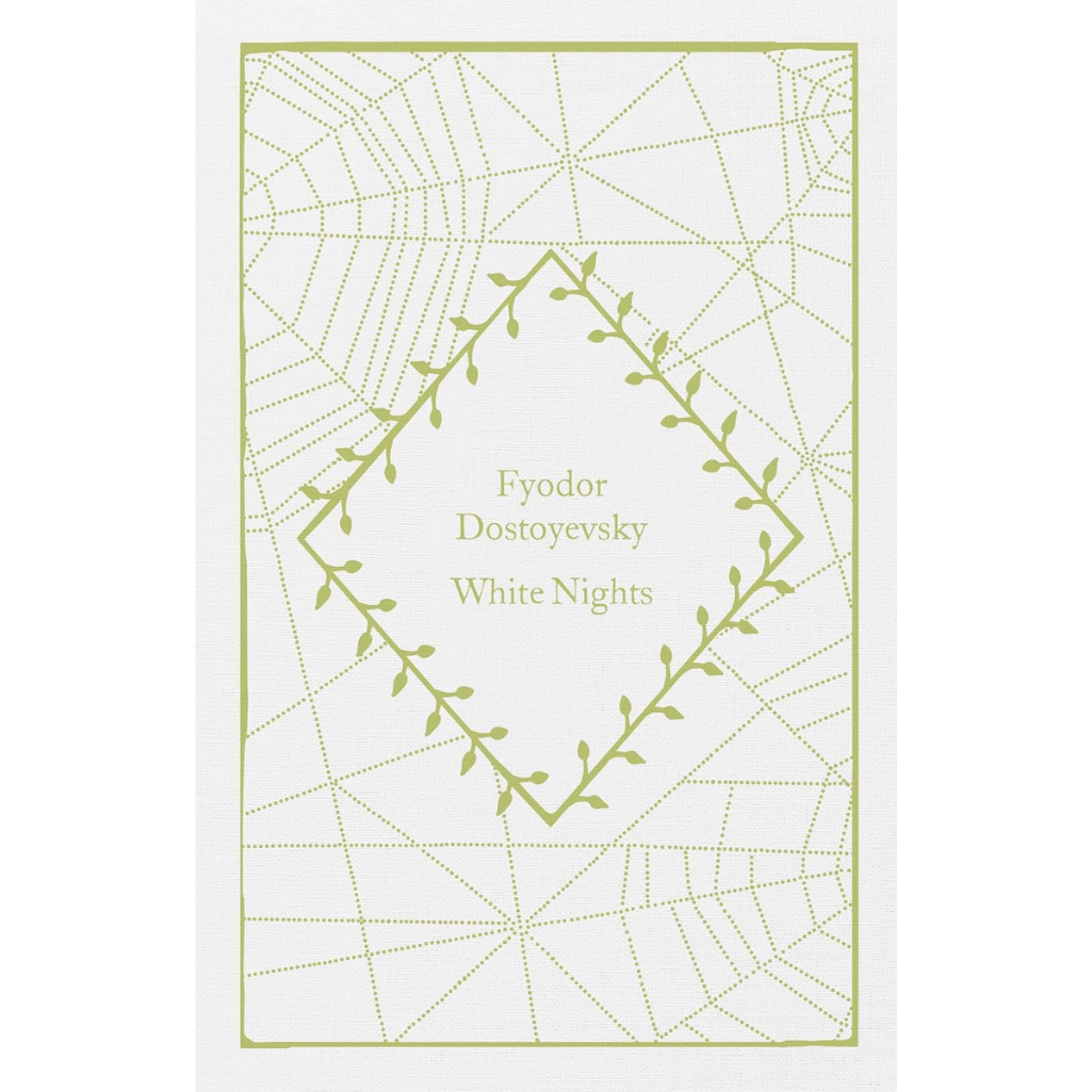 Book cover of 'White Nights' by Fyodor Dostoyevsky with green vine design on a white background