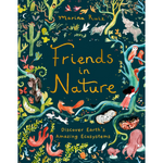 Book cover of 'Friends in Nature' by Marina Ruiz with illustrations of animals and people in a natural setting.