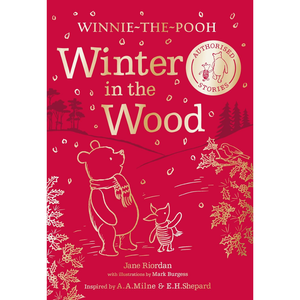 Book cover of 'Winter in the Wood' featuring Winnie-the-Pooh on a red background