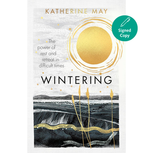 Book cover of 'Wintering' by Katherine May with a gold and black design.