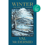 Book cover of 'Winter: The Story of a Season' by Val McDermid with a winter landscape illustration.